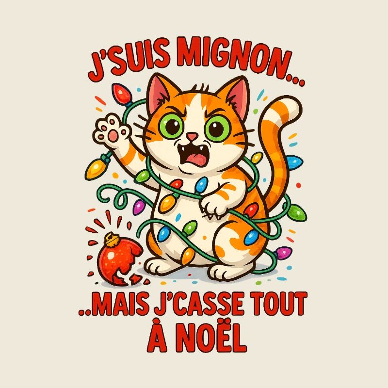 Chaton Noël Électrique et Guirlandes