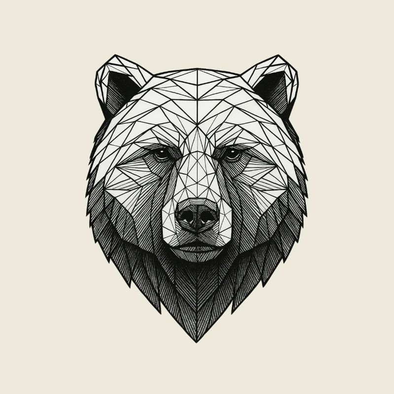 Ornement géométrique de tête d’ours