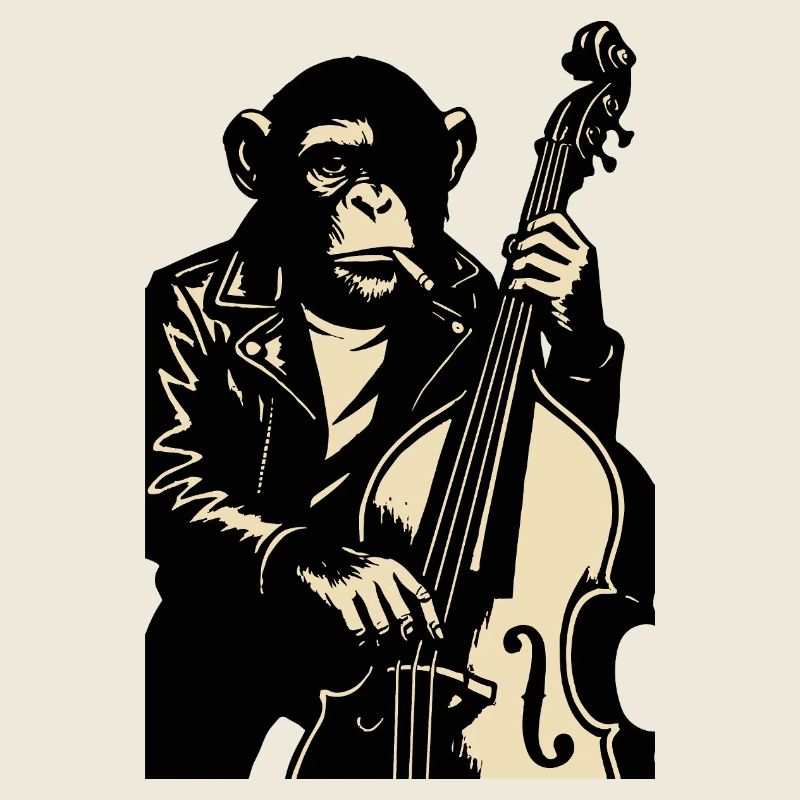 Lederbekleideter Monkey-Bassist