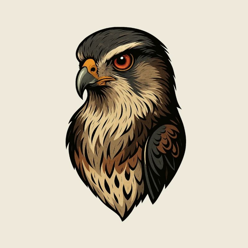Portrait de faucon en brun doré
