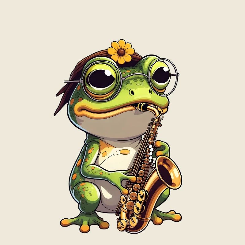 Jazzfrosch mit Saxophon