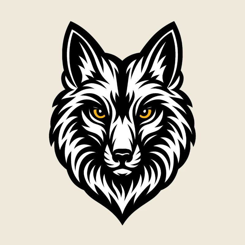 Wolfs Kopf Schwarz Weiß