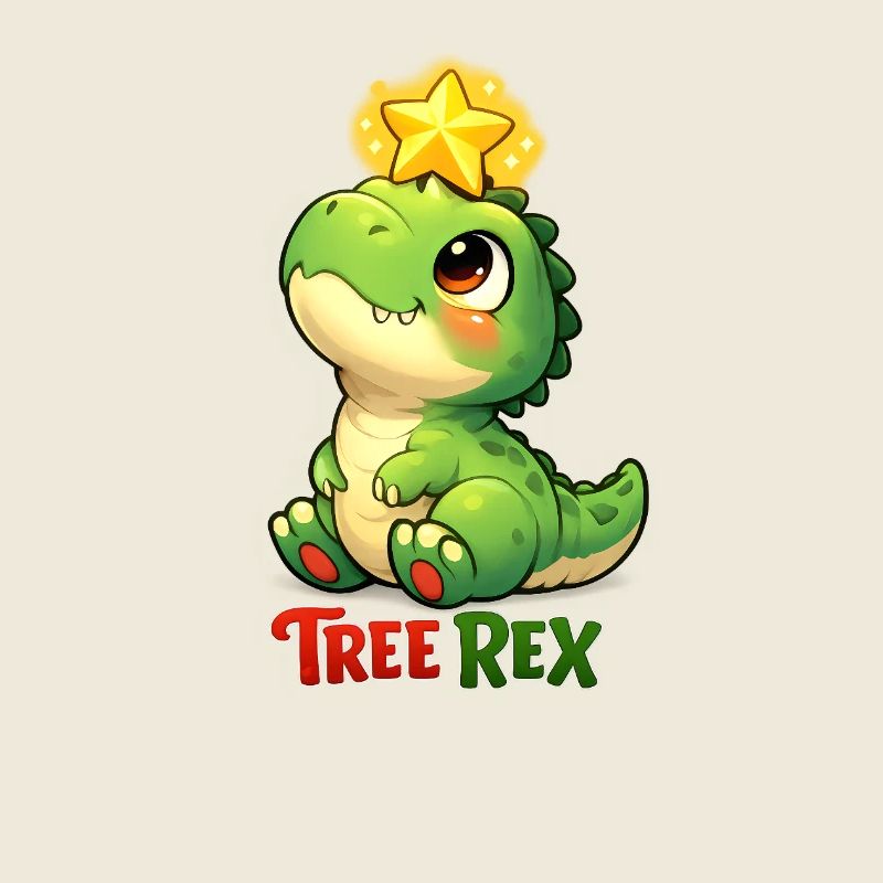 Tree Rex mit Lichterkette und Geschenk Weihnachten