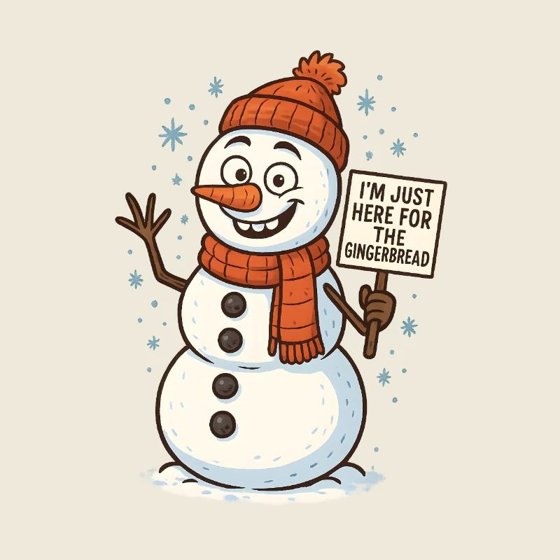 Schneemann mit Gingerbread Spruch