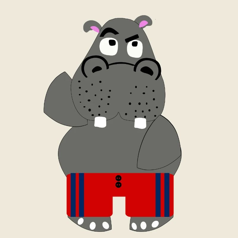 Hippopotame Rigolo en Maillot Rouge