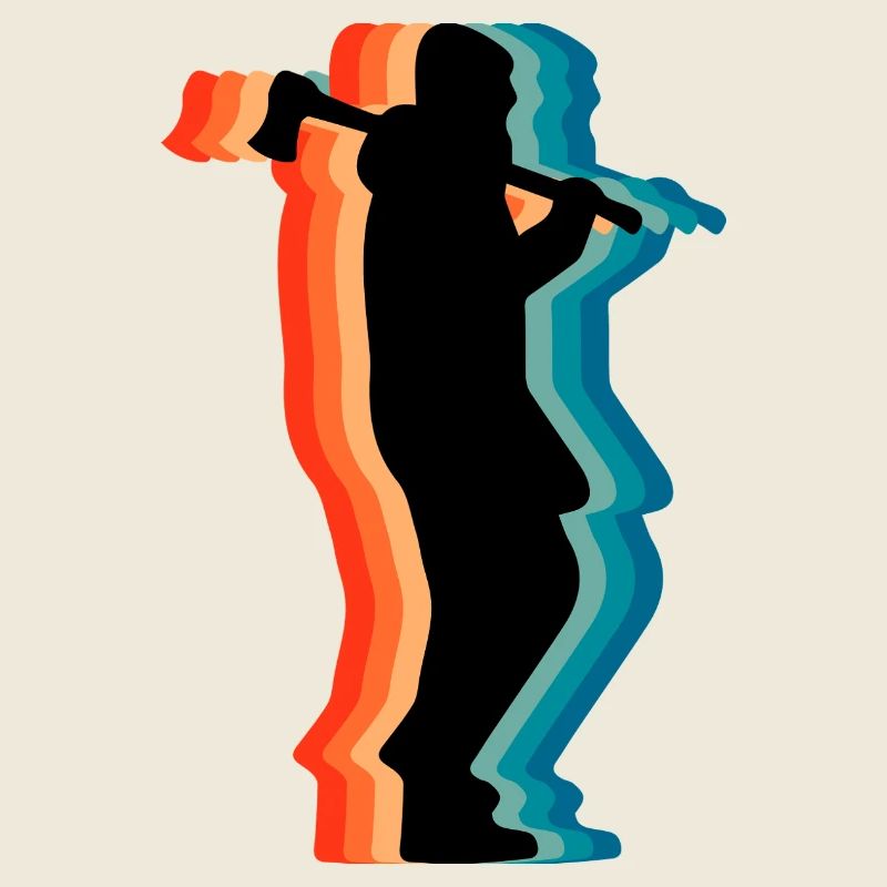 Gif silhouette de hache de bûcheron rétro