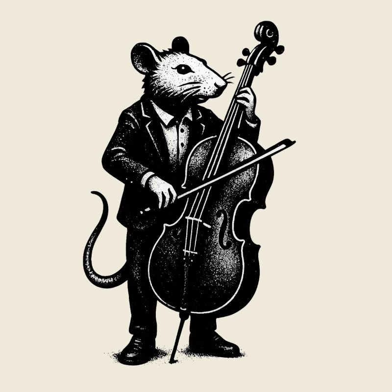 Rat en costume joue du violoncelle
