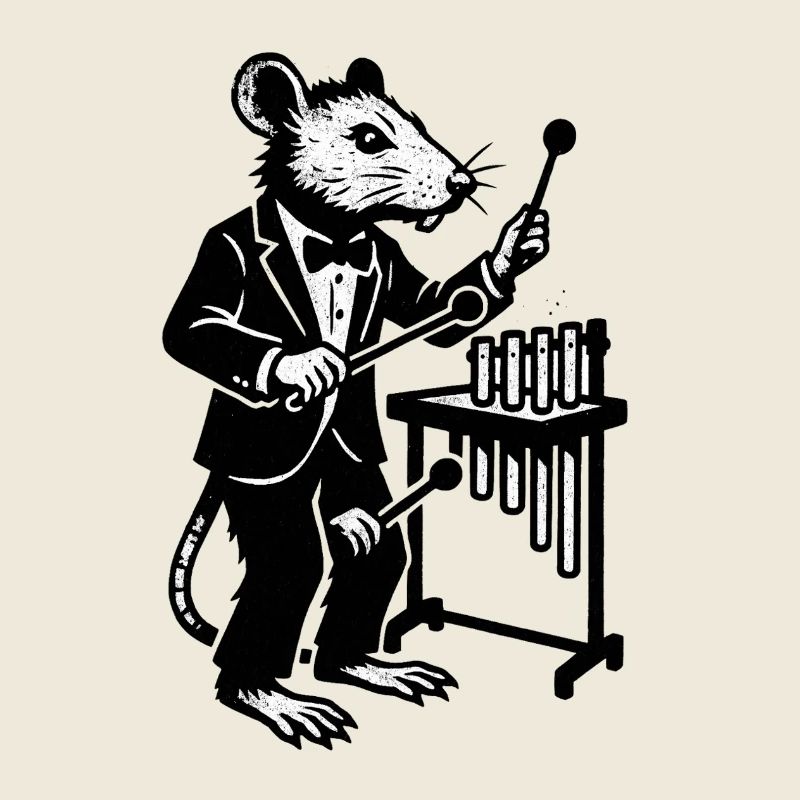 Ratte im Smoking Labormusik