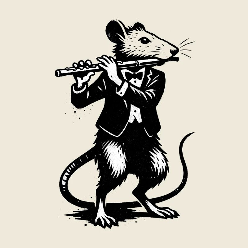 Ratte mit Flöte im Smoking