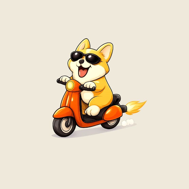 Chien scooter avec des lunettes de soleil