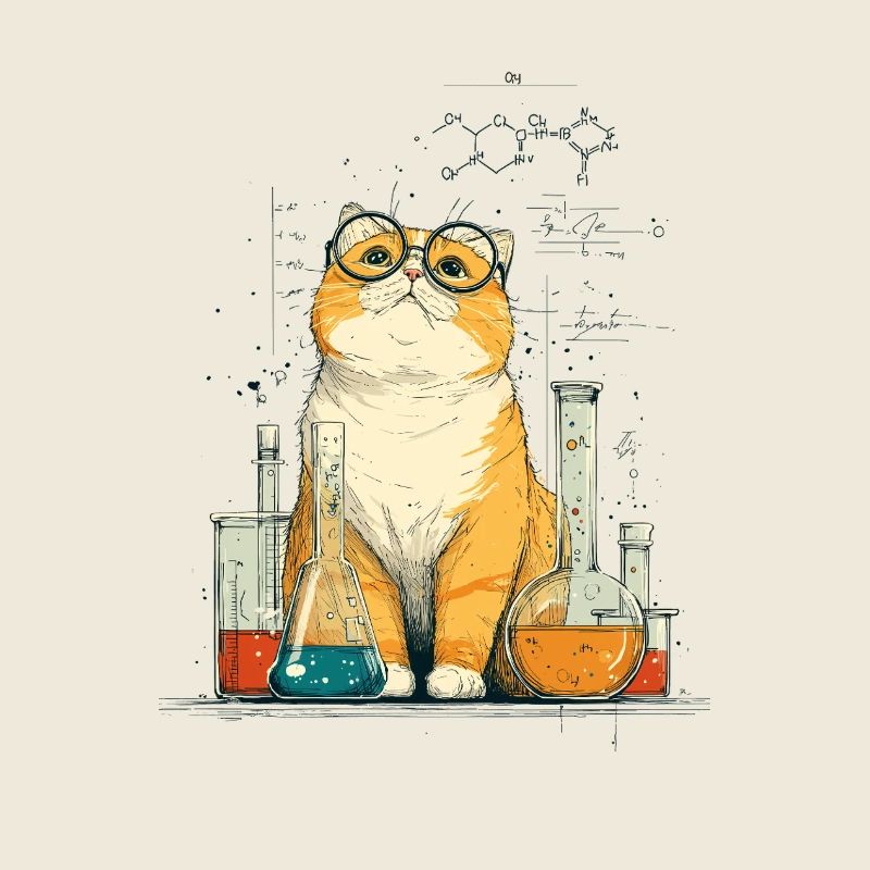Chemiekatze im Labor
