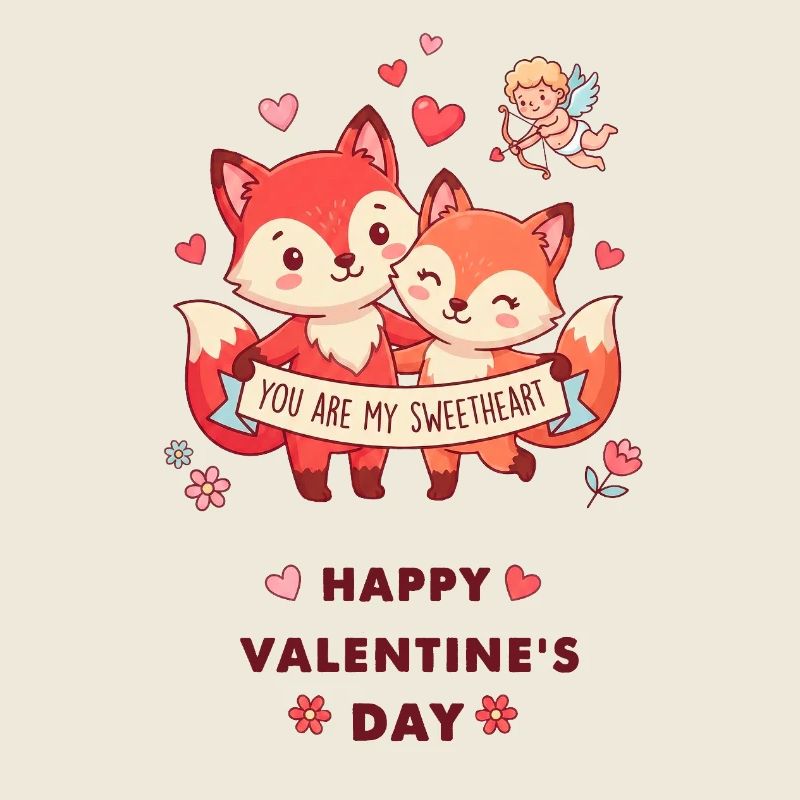 Renards complices de Saint-Valentin