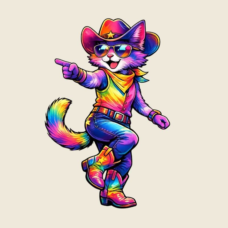 Bunter Katzen-Cowboy