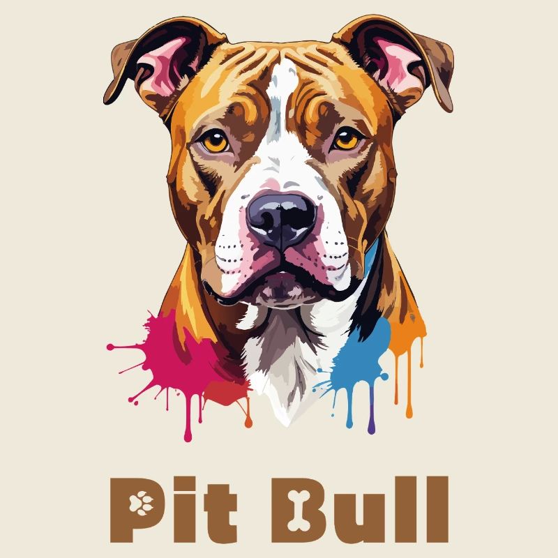 Pitbull Portrait with Paint Splashes