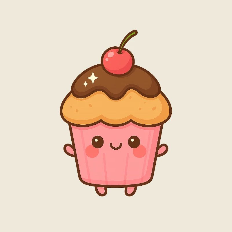 Kawaii rosa Schokoladen-Cupcake