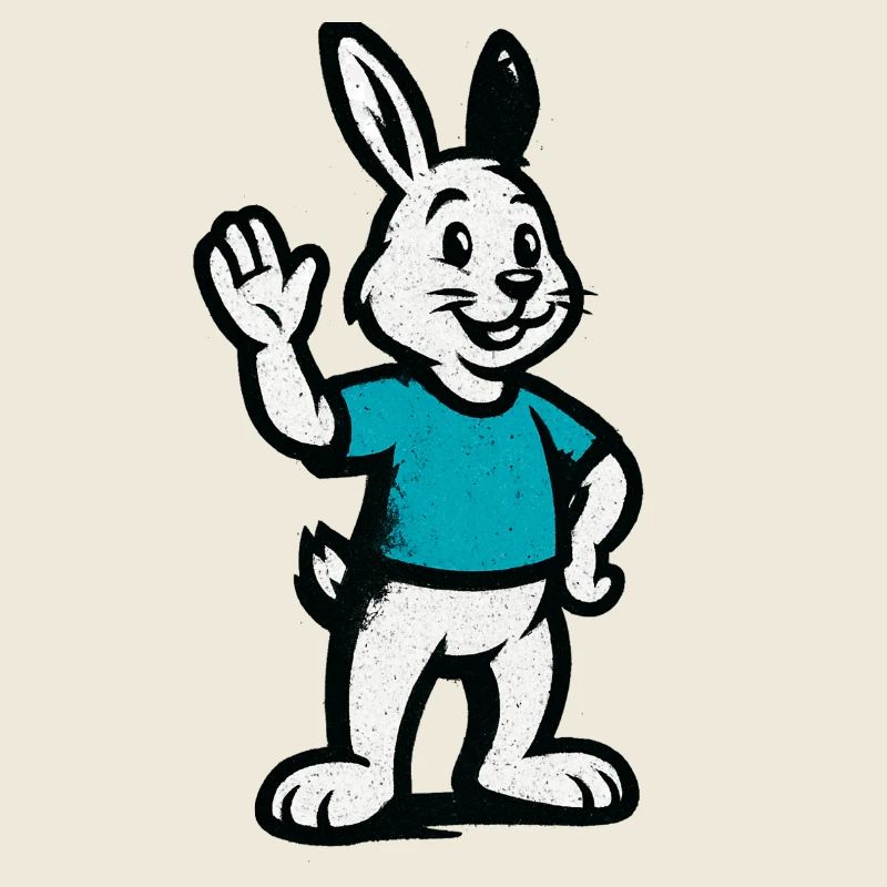 Winkernder Hase im Blau