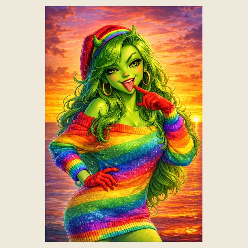 Regenbogen-Girl im Abendlicht