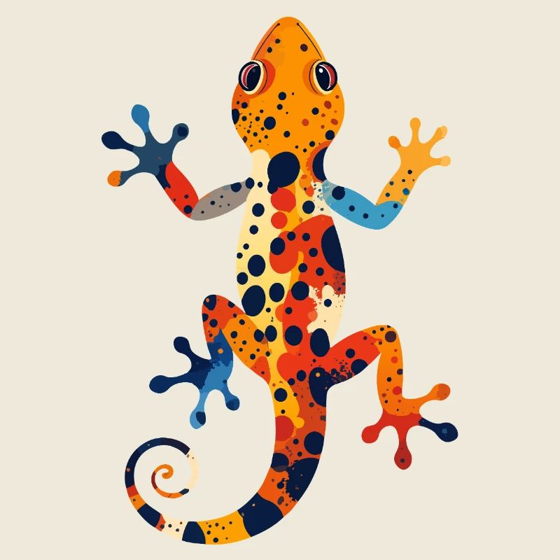 Colorful Gecko Color Explosion Lizard Art Motif