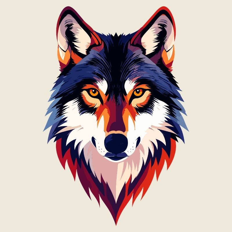 Farbiger Wolfkopf Wolfsblick Wolf Kopf Motiv