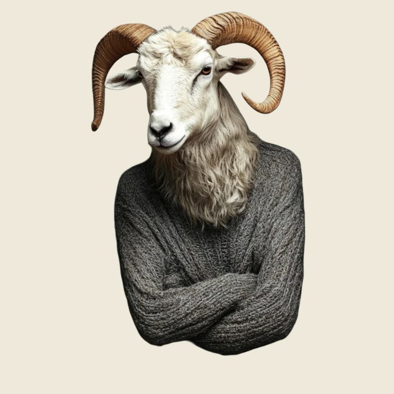Ram im Pullover surreales Porträt