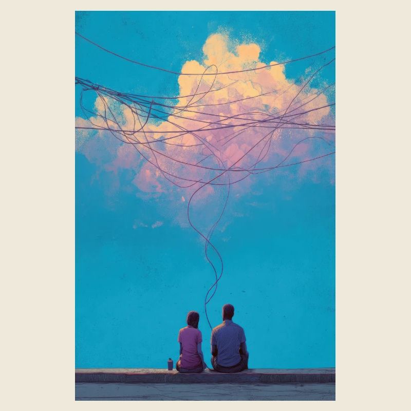Sky Wires und zwei Figuren