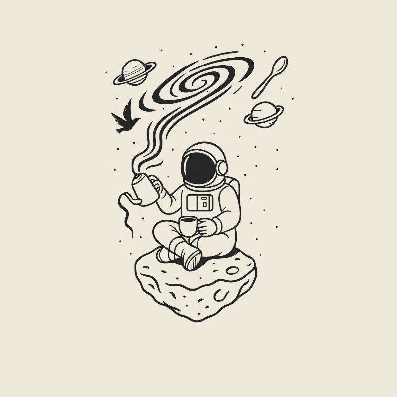 Rituel Cosmique du Café monochrome
