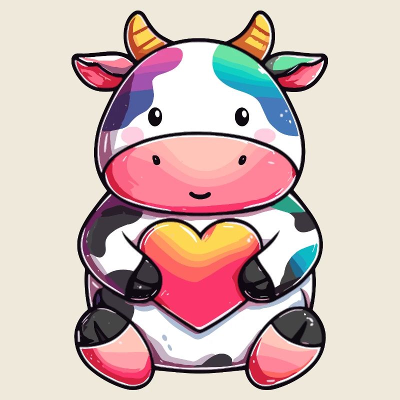 Vache colorée avec du cœur
