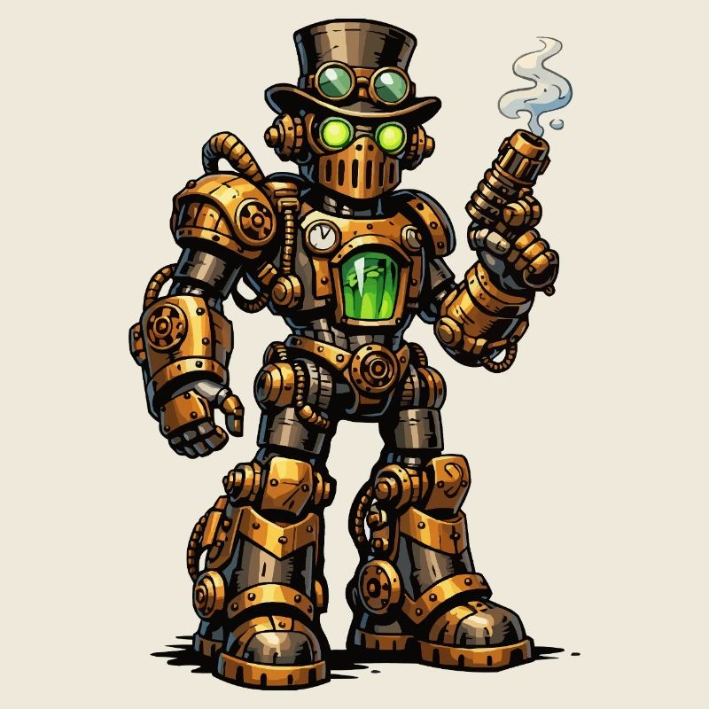 Steampunk Robo avec Noyau Vert