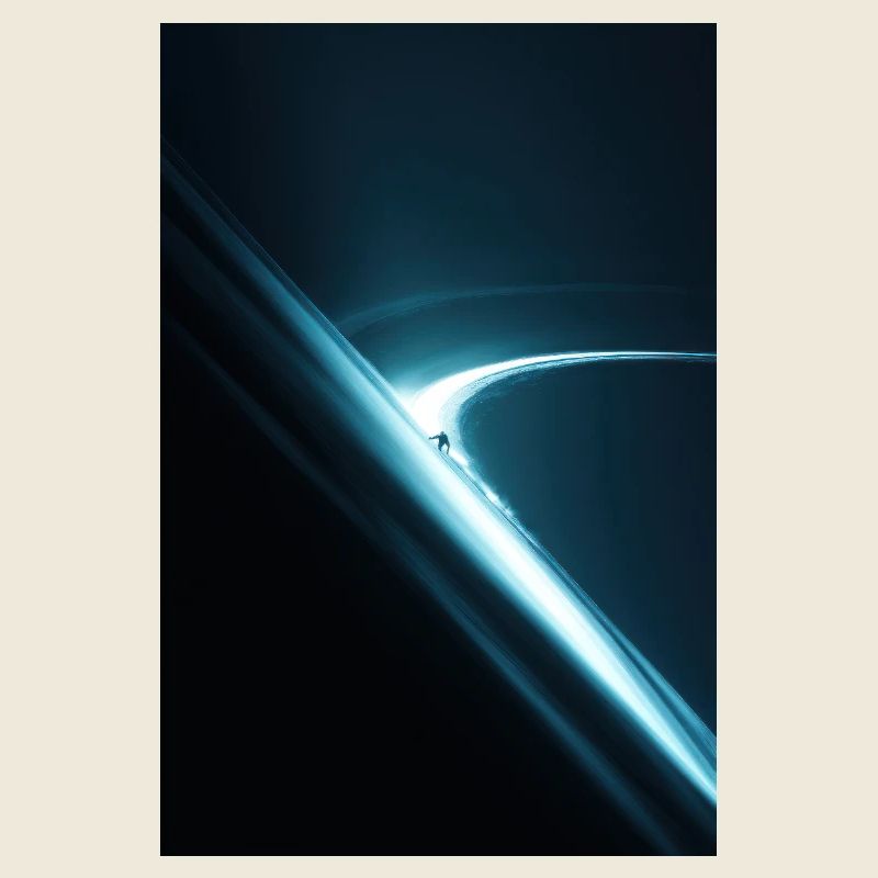 Einsame Gestalt am Neon-Orbitalrand
