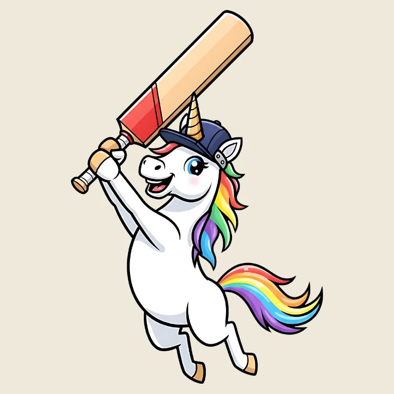 Einhorn Cricket Spieler Regenbogen Spass