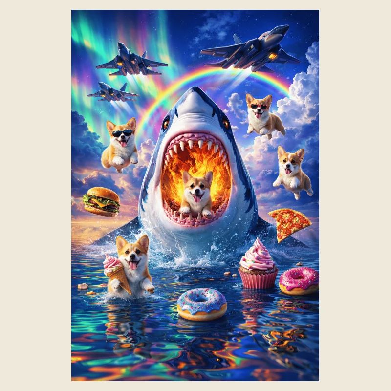 Requin chiot dans le chaos des couleurs