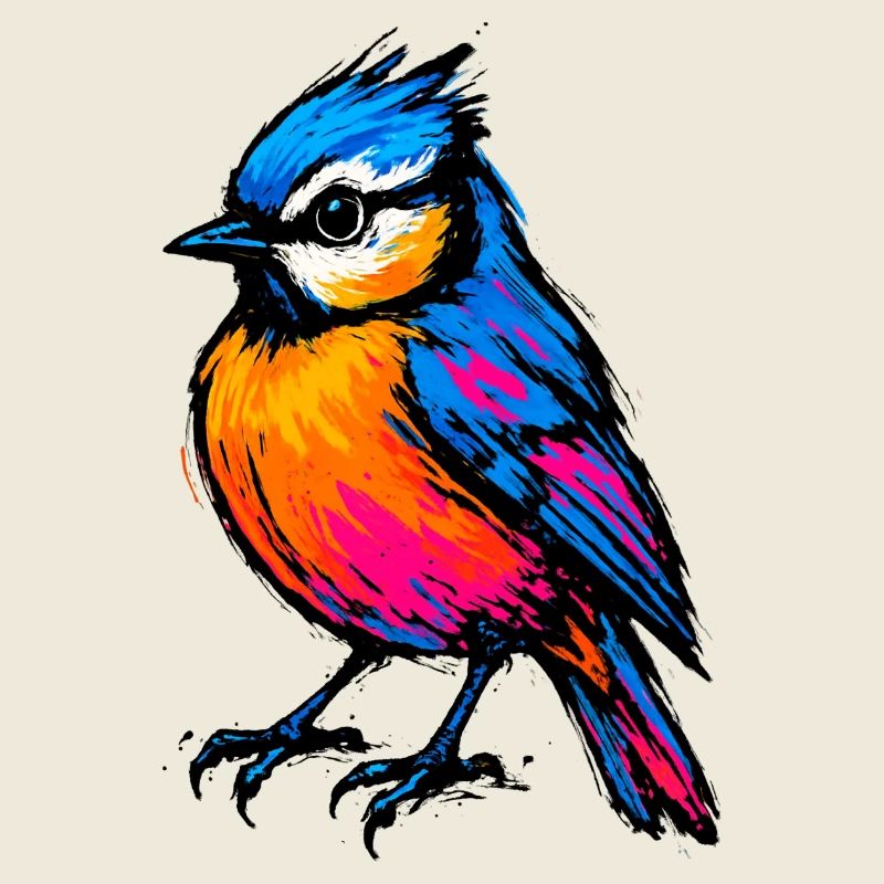 Mésange Pop Art : L'Éclat en Couleur