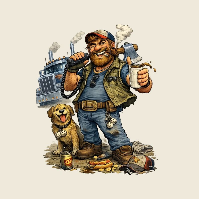 Trucker life Coffee break Dog