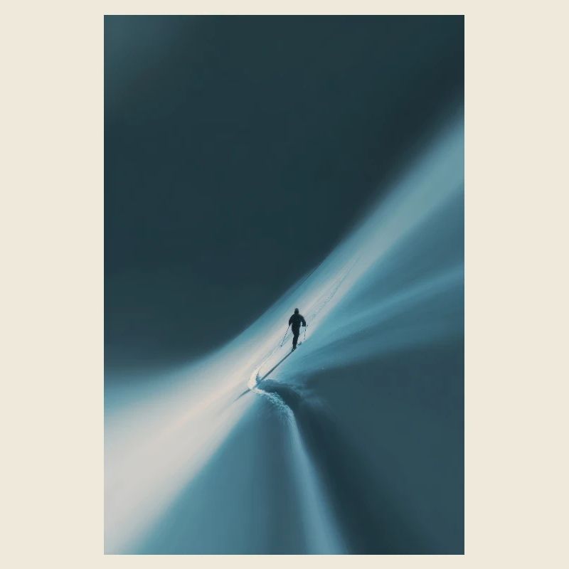 Grimpeur Solitaire sur la crête gelée azur