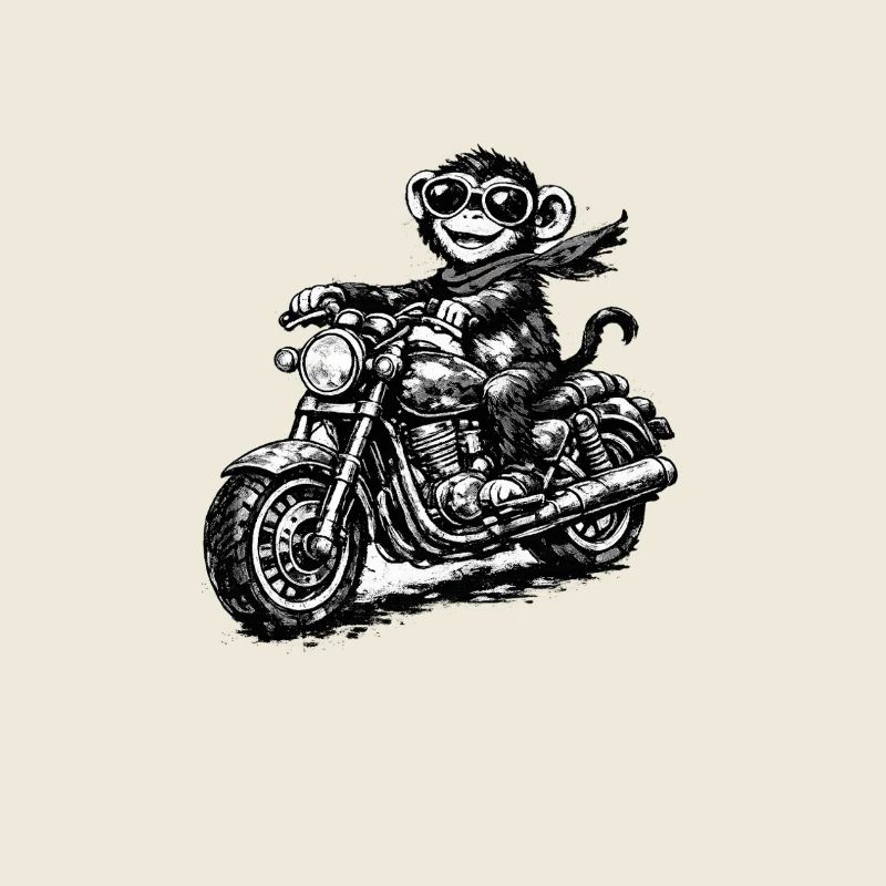 Monkey on motorcycle sketch style
