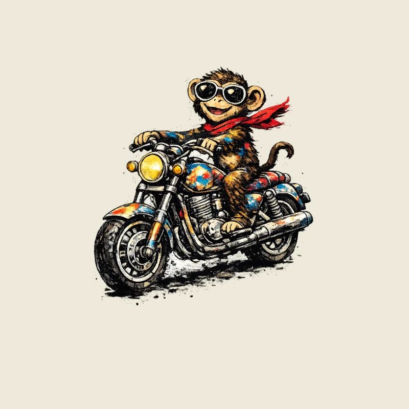 Motorcycle monkey in racer style