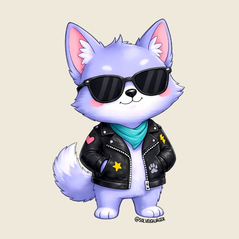 Kleiner lila Wolf Sticker