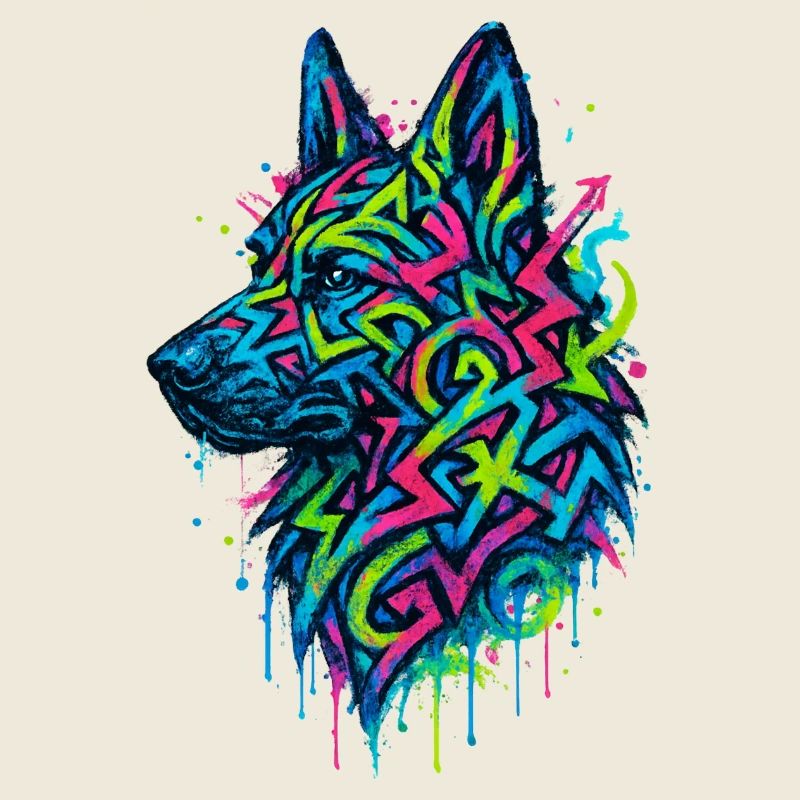 Deutscher Schäferhund-Pop-Art, buntes Hundeeichhörnchen