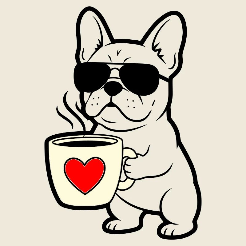 Frenchie Hund Kaffee Outline