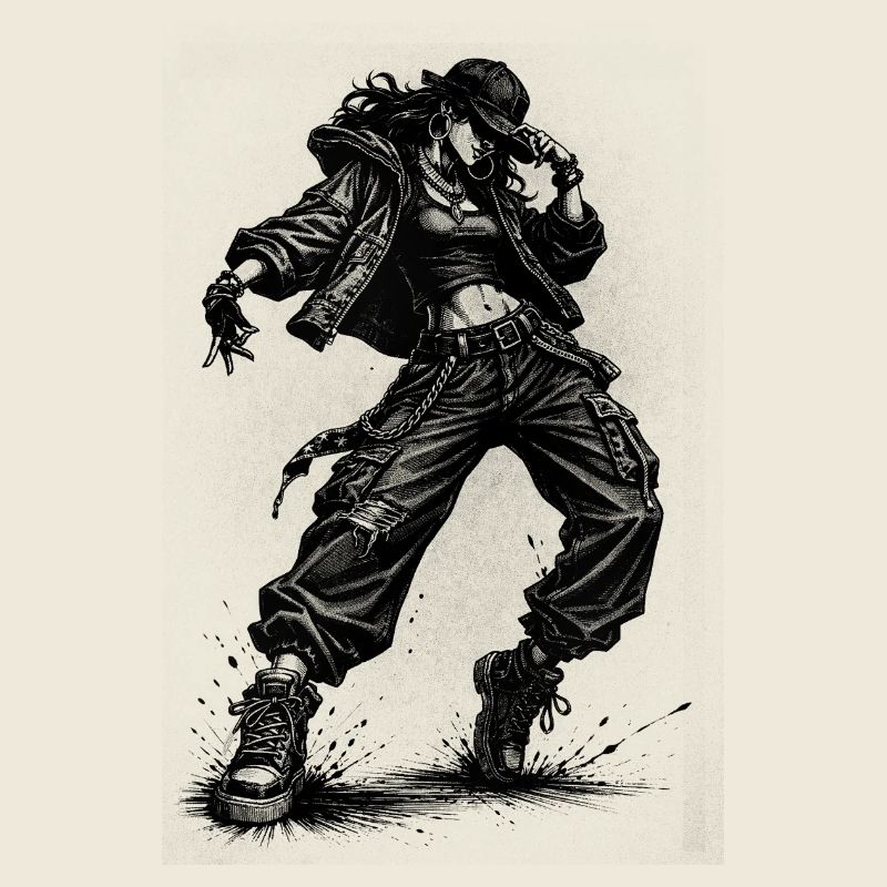 Danseur hip-hop dans le style de gravure vintage