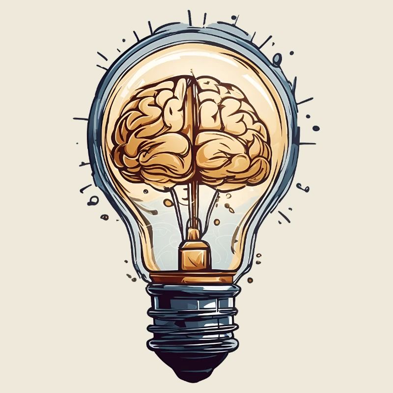 Lampe de pensée : Idées cérébrales dans une ampoule