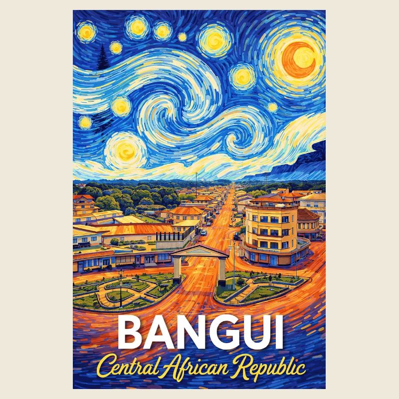 Affiche du paysage urbain de Bangui Nuit étoilée