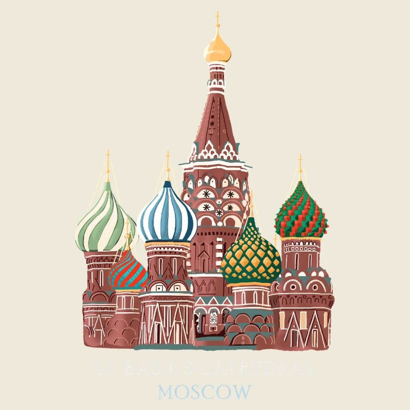 Moscow, Hand-drawn St. Basil's Cathedral
