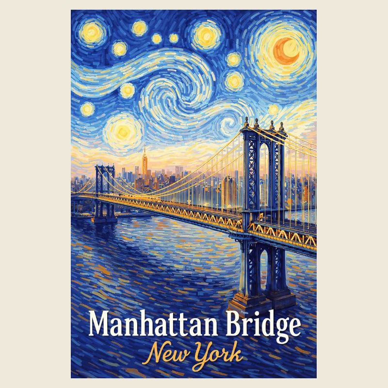 Le pont de Manhattan dans le style tourbillon d’étoiles