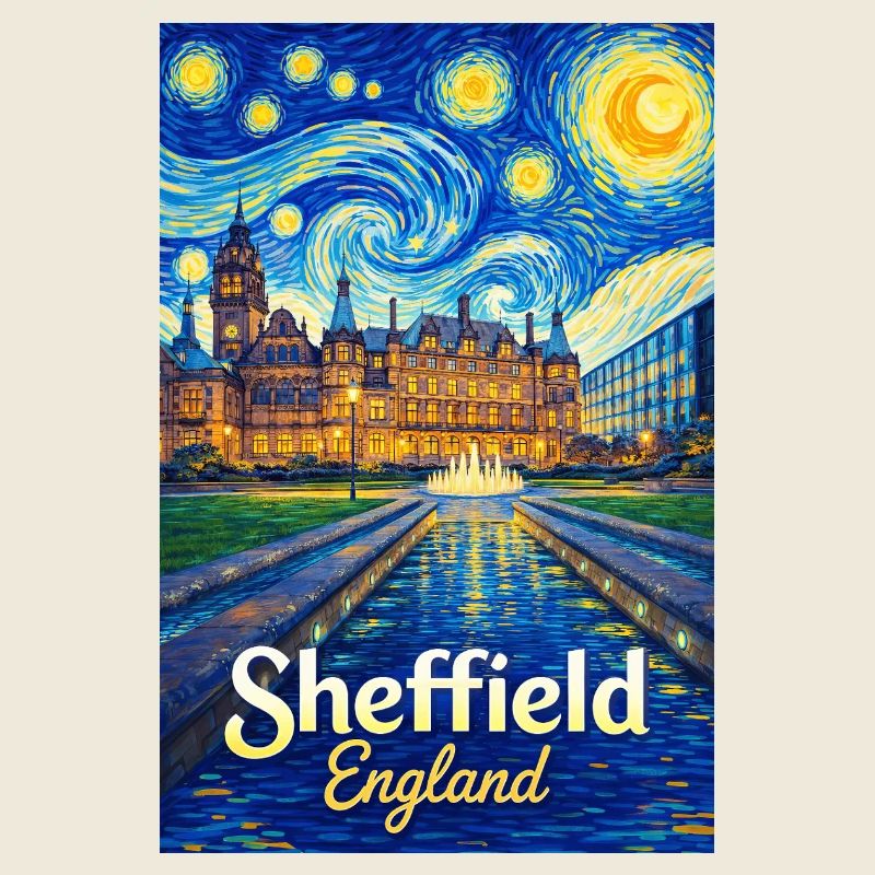 Sheffield, Angleterre, Nuit étoilée