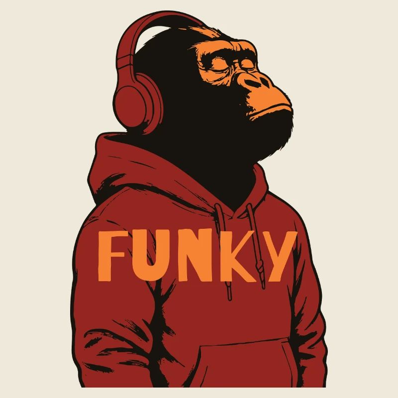Sweat à capuche funky Gorilla design
