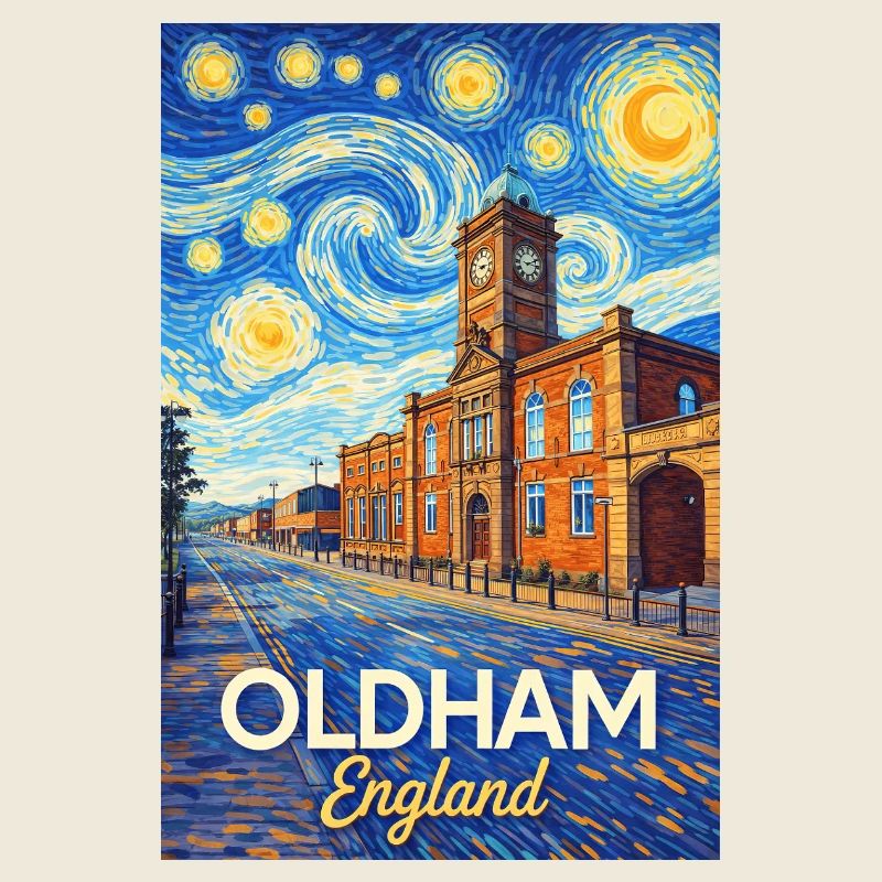 Paysage urbain étoilé d’Oldham, Angleterre