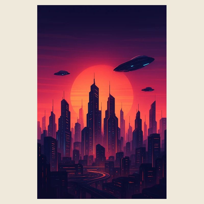 Red Sunset Skyline Future