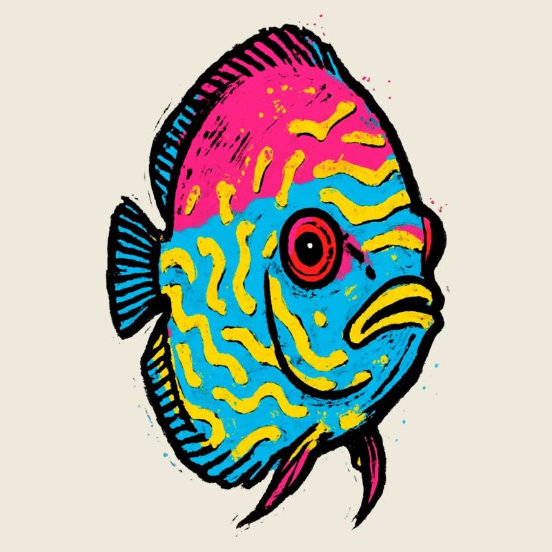 Poisson Discus Pop Art Rose et Jaune Vibrant