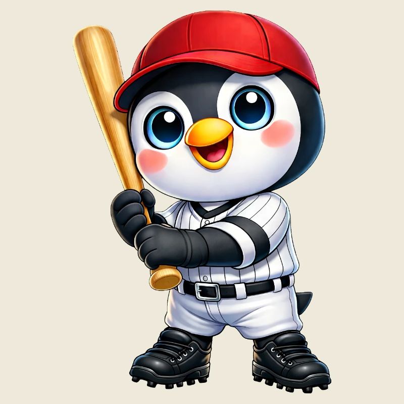 Motif de dessin animé de baseball pingouin mignon